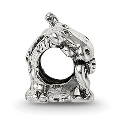 Sterling Silver 925 Dairy Cow Bead with Antiqued Finish Solid Charm