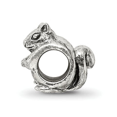 Sterling Silver 925 Squirrel Bead with Antiqued Finish Solid Cast Design
