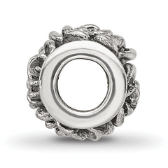 Sterling Silver 925 Antiqued Bali Bead with Rose Design Solid Cast