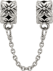 Sterling Silver 925 Floral Themed Bead with Antiqued Finish Solid Design