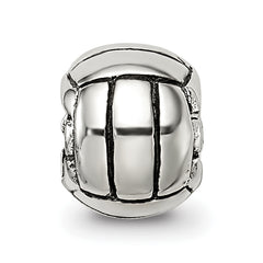 Sterling Silver Kids Volleyball Bead with Antiqued Finish Solid Design