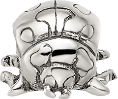 Sterling Silver 925 Ladybug Bead for Kids with Antiqued Finish