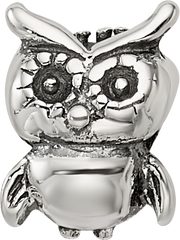 Sterling Silver 925 Owl Bead for Kids with Antiqued Finish