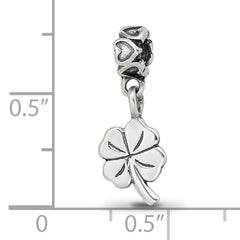 Sterling Silver Kids 4-Leaf Clover Dangle Bead with Antiqued Finish