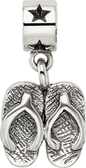 Sterling Silver Kids Flip Flops Bead with Antiqued Finish Solid Charm
