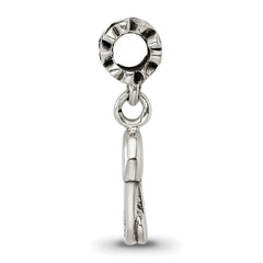 Sterling Silver 925 Kids Bead with Safety Pin Charm Antiqued Finish