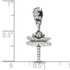 Sterling Silver 925 Dragonfly Kids Dangle Bead with Antiqued Finish