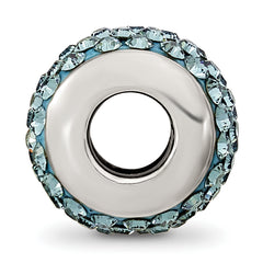 Sterling Silver 925 Antiqued Blue Crystal Bead with Solid Cast Design