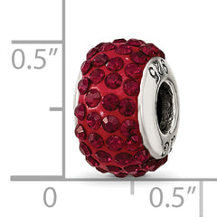 Sterling Silver January Red Crystal Bead with Antiqued Finish