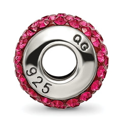 Sterling Silver 925 Antiqued Red Crystal Bead for July Birthstone Jewelry