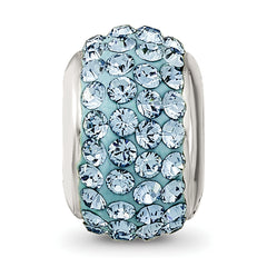 Sterling Silver March Birthstone Bead with Light Blue Crystal Antiqued Finish