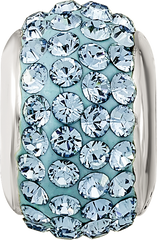 Sterling Silver March Birthstone Bead with Light Blue Crystal Antiqued Finish