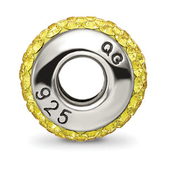 Sterling Silver 925 Yellow Crystal Bead with Antiqued Finish Statement Piece