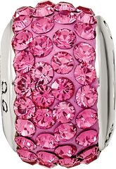 Sterling Silver 925 Pink Crystal Bead with Antiqued Finish Elegant Solid Design