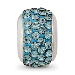 Sterling Silver 925 Antiqued Blue Crystal Bead with Solid Cast Design
