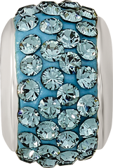Sterling Silver 925 Antiqued Blue Crystal Bead with Solid Cast Design
