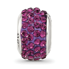 Sterling Silver 925 Antiqued Bead with February Purple Crystal Gem