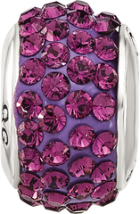 Sterling Silver 925 Antiqued Bead with February Purple Crystal Gem