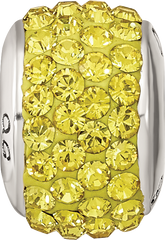 Sterling Silver 925 Yellow Crystal Bead with Antiqued Finish Statement Piece