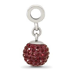 Sterling Silver 925 Crystal Ball Dangle Bead with Red Preciosa Charm