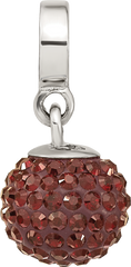 Sterling Silver 925 Crystal Ball Dangle Bead with Red Preciosa Charm