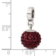 Sterling Silver 925 Crystal Ball Dangle Bead with Red Preciosa Charm