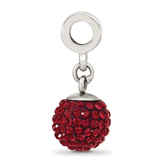 Sterling Silver 925 Red Crystal Dangle Bead with Antiqued Finish Elegant Charm