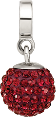 Sterling Silver 925 Red Crystal Dangle Bead with Antiqued Finish Elegant Charm