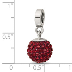 Sterling Silver 925 Red Crystal Dangle Bead with Antiqued Finish Elegant Charm