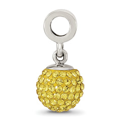 Sterling Silver 925 Crystal Ball Dangle Bead with Yellow Preciosa Stone