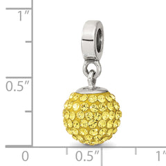Sterling Silver 925 Crystal Ball Dangle Bead with Yellow Preciosa Stone