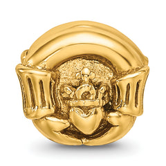 Sterling Silver 925 Gold-Plated Claddagh Bead with Polished Finish