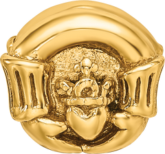 Sterling Silver 925 Gold-Plated Claddagh Bead with Polished Finish