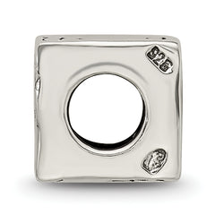 Sterling Silver 925 Celtic Block Bead with Antiqued Finish Solid Themed Design