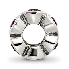 Sterling Silver 925 Bead with Purple Preciosa Crystal Birthstone Antique Finish