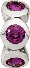 Sterling Silver 925 Bead with Purple Preciosa Crystal Birthstone Antique Finish