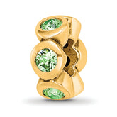 Sterling Silver Gold-plated Reflections Aug Green Preciosa Crystal Bead