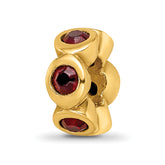 Sterling Silver Gold-plated Reflections Jan Red Preciosa Crystal Bead