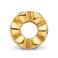 Sterling Silver Gold-plated Bead with Blue Crystals Elegant Polished Finish