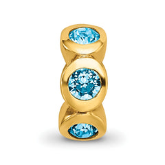 Sterling Silver Gold-plated Bead with Blue Crystals Elegant Polished Finish