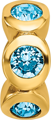Sterling Silver Gold-plated Bead with Blue Crystals Elegant Polished Finish