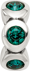 Sterling Silver May Birthstone Bead with Green Preciosa Crystals, Antiqued Finish
