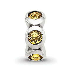 Sterling Silver 925 November Birthstone Bead with Yellow Preciosa Crystals