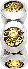 Sterling Silver 925 November Birthstone Bead with Yellow Preciosa Crystals