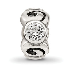 Sterling Silver 925 April Birthstone Bead with White Preciosa Crystal