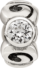 Sterling Silver 925 April Birthstone Bead with White Preciosa Crystal