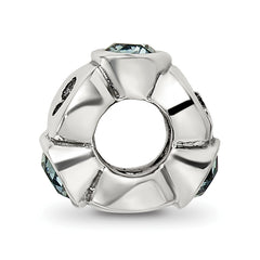Sterling Silver 925 Bead with December Blue Preciosa Crystal Antique Finish