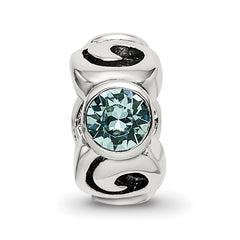 Sterling Silver 925 Bead with December Blue Preciosa Crystal Antique Finish