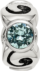 Sterling Silver 925 Bead with December Blue Preciosa Crystal Antique Finish