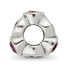 Sterling Silver 925 Birthstone Bead with Purple Preciosa Crystal Antique Finish